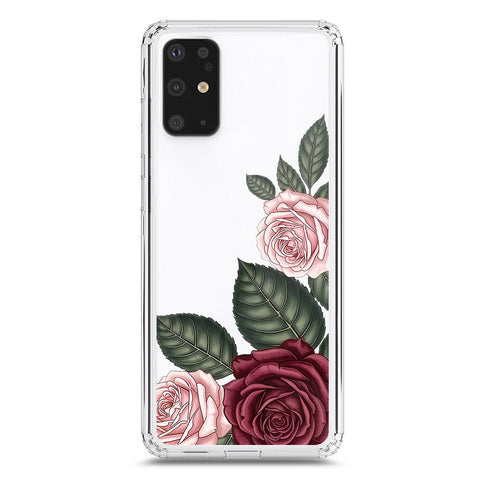 Samsung Galaxy S20 Plus Cover - Velvet Bloom Series - Clear Phone Case - Soft Silicon Borders