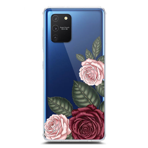 Samsung Galaxy M80s Cover - Velvet Bloom Series - Clear Phone Case - Soft Silicon Borders