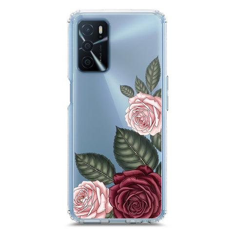 Oppo A55 5G Cover - Velvet Bloom Series - Clear Phone Case - Soft Silicon Borders