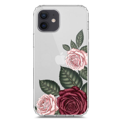 iPhone 12 Pro Cover - Velvet Bloom Series - Clear Phone Case - Soft Silicon Borders
