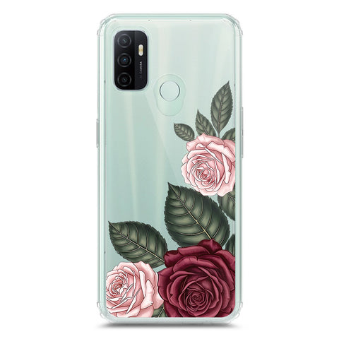 Oppo A53 Cover - Velvet Bloom Series - Clear Phone Case - Soft Silicon Borders