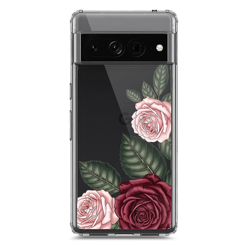 Google Pixel 7 Pro Cover - Velvet Bloom Series - Clear Phone Case - Soft Silicon Borders