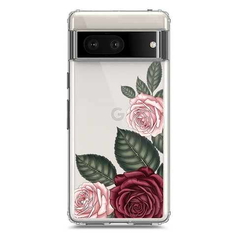 Google Pixel 7 Cover - Velvet Bloom Series - Clear Phone Case - Soft Silicon Borders