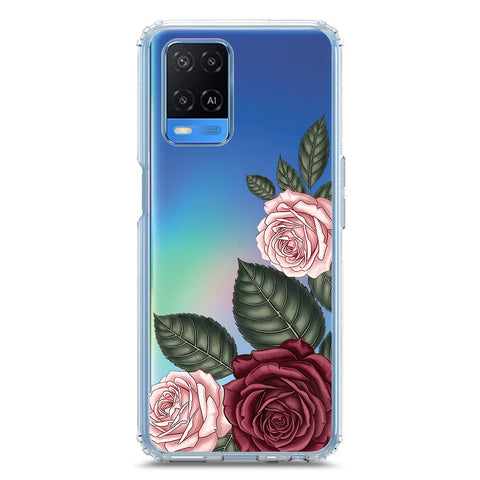 Oppo A54 4G Cover - Velvet Bloom Series - Clear Phone Case - Soft Silicon Borders