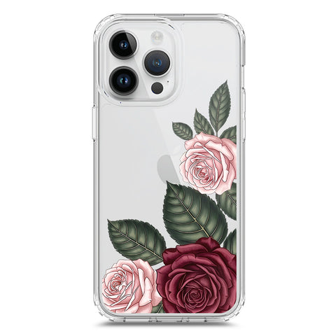 iPhone 15 Pro Cover - Velvet Bloom Series - Clear Phone Case - Soft Silicon Borders