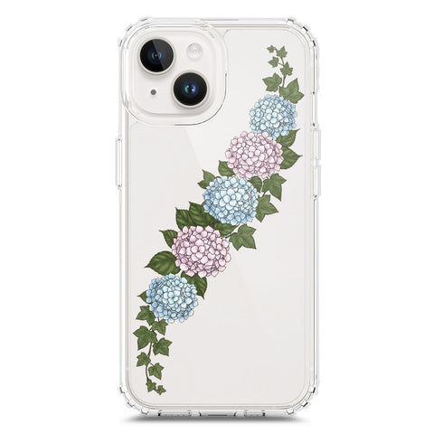 iPhone 15 Plus Cover - Velvet Bloom Series - Clear Phone Case - Soft Silicon Borders