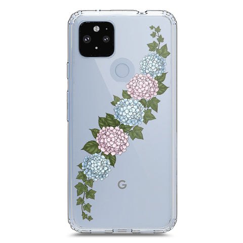 Google Pixel 5 XL Cover - Velvet Bloom Series - Clear Phone Case - Soft Silicon Borders