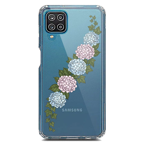 Samsung Galaxy A12 Cover - Velvet Bloom Series - Clear Phone Case - Soft Silicon Borders