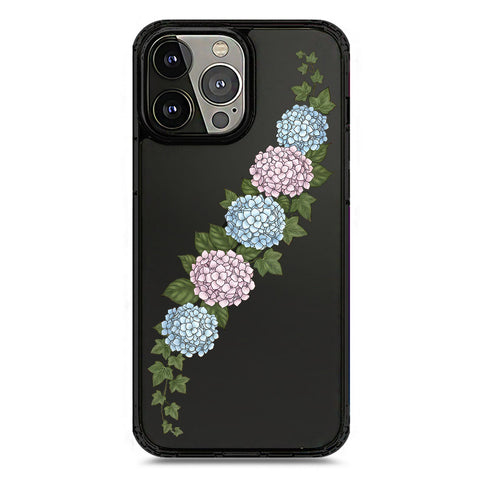 iPhone 13 Pro Max - Black - Cover - Velvet Bloom Series - Clear Phone Case - Soft Silicon Borders