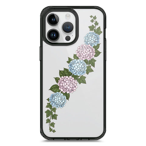 iPhone 15 Pro Max - Black - Cover - Velvet Bloom Series - Clear Phone Case - Soft Silicon Borders