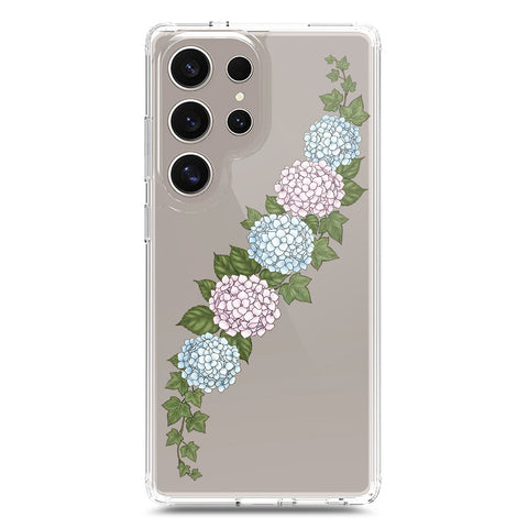 Samsung Galaxy S24 Ultra Cover - Velvet Bloom Series - Clear Phone Case - Soft Silicon Borders