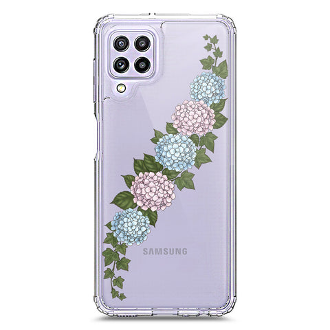 Samsung Galaxy M22 Cover - Velvet Bloom Series - Clear Phone Case - Soft Silicon Borders