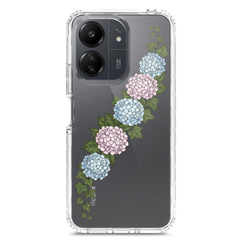 Xiaomi Redmi 13C Cover - Velvet Bloom Series - Clear Phone Case - Soft Silicon Borders