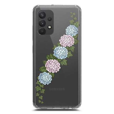 Samsung Galaxy A32 Cover - Velvet Bloom Series - Clear Phone Case - Soft Silicon Borders