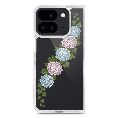 Google Pixel 9 Pro Fold Cover - Velvet Bloom Series - Clear Phone Case - Soft Silicon Borders