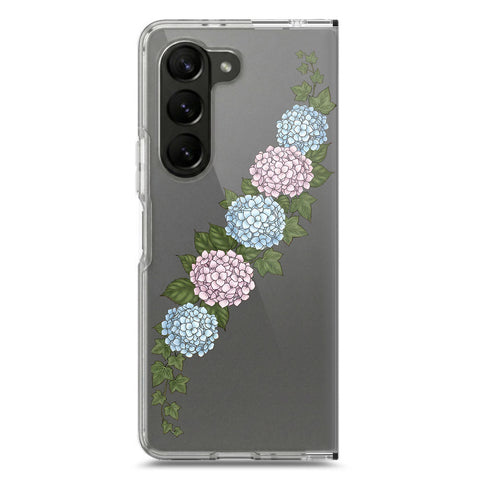 Samsung Galaxy Z Fold 5 Cover - Velvet Bloom Series - Clear Phone Case - Soft Silicon Borders