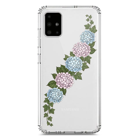 Samsung Galaxy A71 Cover - Velvet Bloom Series - Clear Phone Case - Soft Silicon Borders