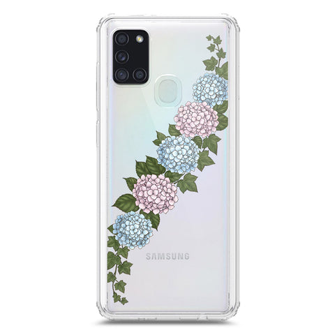 Samsung Galaxy A21s Cover - Velvet Bloom Series - Clear Phone Case - Soft Silicon Borders