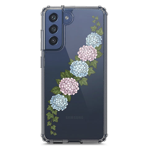 Samsung Galaxy S21 FE 5G Cover - Velvet Bloom Series - Clear Phone Case - Soft Silicon Borders