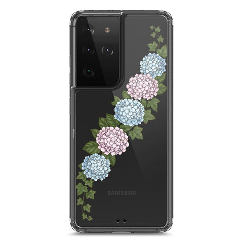 Samsung Galaxy S21 Ultra 5G Cover - Velvet Bloom Series - Clear Phone Case - Soft Silicon Borders