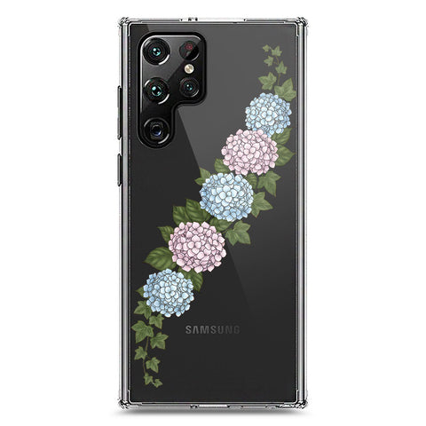 Samsung Galaxy S22 Ultra 5G Cover - Velvet Bloom Series - Clear Phone Case - Soft Silicon Borders