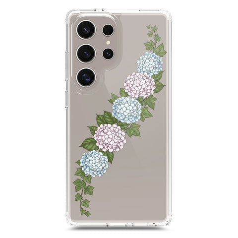 Samsung Galaxy S23 Ultra 5G Cover - Velvet Bloom Series - Clear Phone Case - Soft Silicon Borders