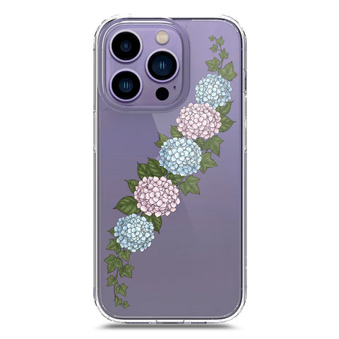iPhone 14 Pro Cover - Velvet Bloom Series - Clear Phone Case - Soft Silicon Borders