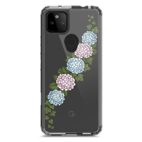 Google Pixel 5a 5G Cover - Velvet Bloom Series - Clear Phone Case - Soft Silicon Borders