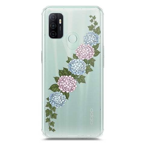 Oppo A53 Cover - Velvet Bloom Series - Clear Phone Case - Soft Silicon Borders