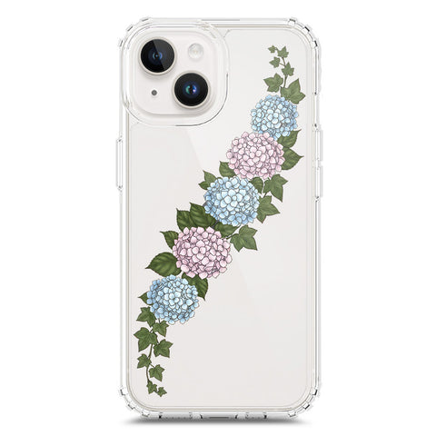 iPhone 15 Cover - Velvet Bloom Series - Clear Phone Case - Soft Silicon Borders