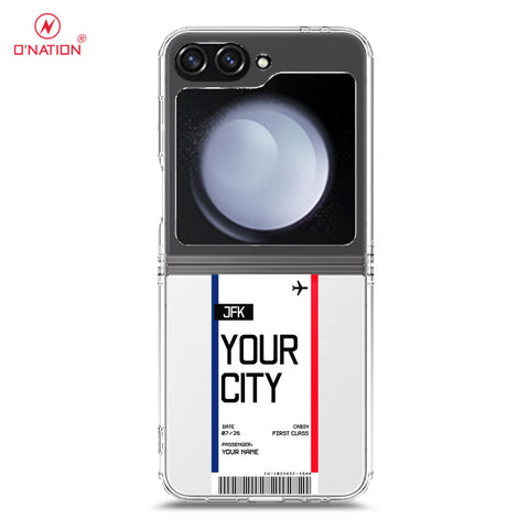 Samsung Galaxy Z Flip 6 Cover - Personalised Boarding Pass Ticket Series - 5 Designs - Clear Phone Case - Soft Silicon Borders