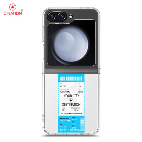 Samsung Galaxy Z Flip 6 Cover - Personalised Boarding Pass Ticket Series - 5 Designs - Clear Phone Case - Soft Silicon Borders