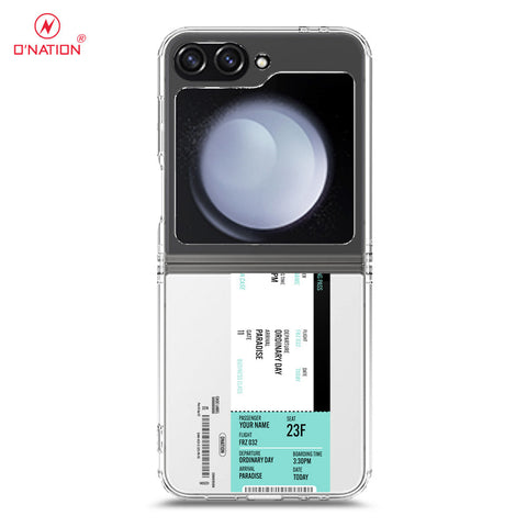 Samsung Galaxy Z Flip 6 Cover - Personalised Boarding Pass Ticket Series - 5 Designs - Clear Phone Case - Soft Silicon Borders