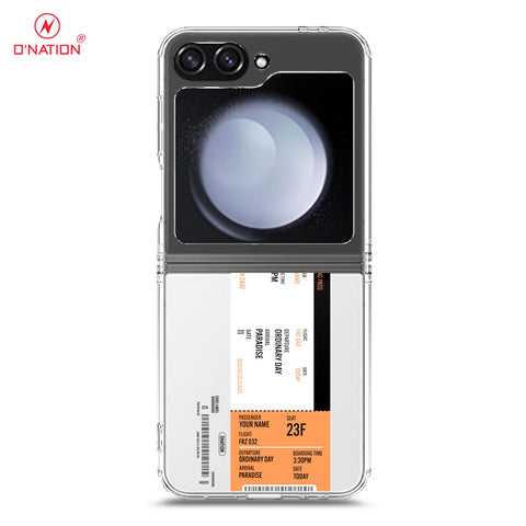 Samsung Galaxy Z Flip 6 Cover - Personalised Boarding Pass Ticket Series - 5 Designs - Clear Phone Case - Soft Silicon Borders