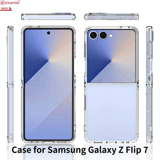 Samsung Galaxy Z Flip 7 Cover - Transparent - ONation Crystal Series - Premium Quality Clear Case No Yellowing Back With Smart Shockproof Cushions