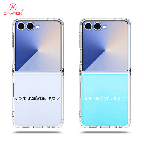 Samsung Galaxy Z Flip 7 Cover - Personalised Name Series - 8 Designs - Clear Phone Case - Soft Silicon Borders