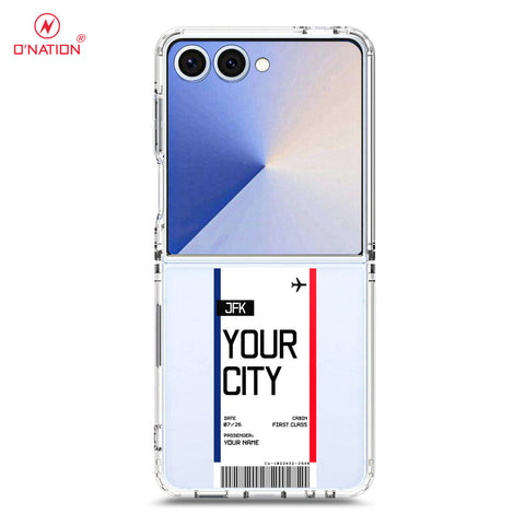 Samsung Galaxy Z Flip 7 Cover - Personalised Boarding Pass Ticket Series - 5 Designs - Clear Phone Case - Soft Silicon Borders