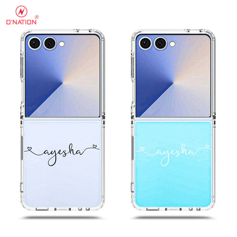 Samsung Galaxy Z Flip 7 Cover - Personalised Name Series - 8 Designs - Clear Phone Case - Soft Silicon Borders
