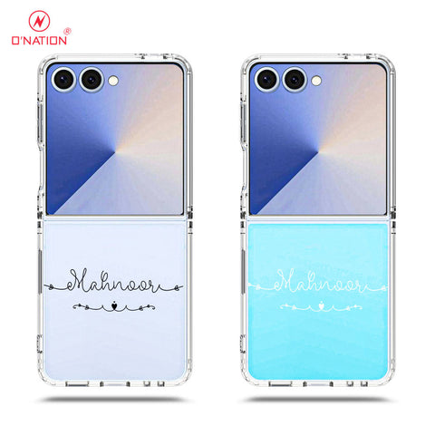 Samsung Galaxy Z Flip 7 Cover - Personalised Name Series - 8 Designs - Clear Phone Case - Soft Silicon Borders