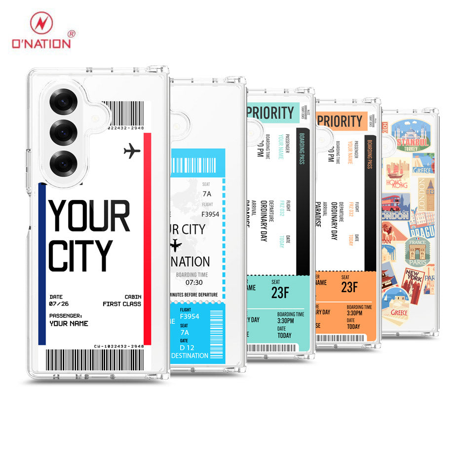 Samsung Galaxy Z Fold 7 Cover - Personalised Boarding Pass Ticket Series - 5 Designs - Clear Phone Case - Soft Silicon Borders