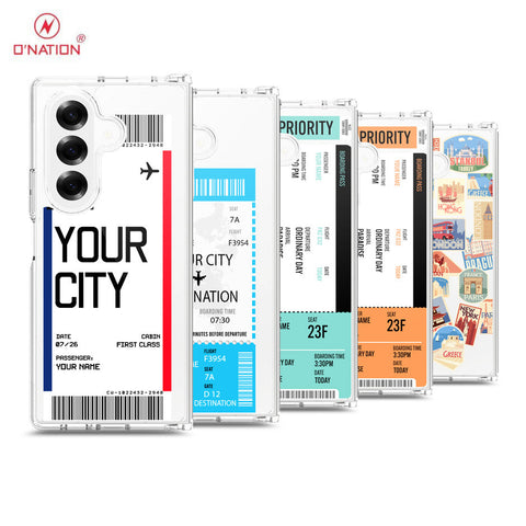 Samsung Galaxy Z Fold 7 Cover - Personalised Boarding Pass Ticket Series - 5 Designs - Clear Phone Case - Soft Silicon Borders