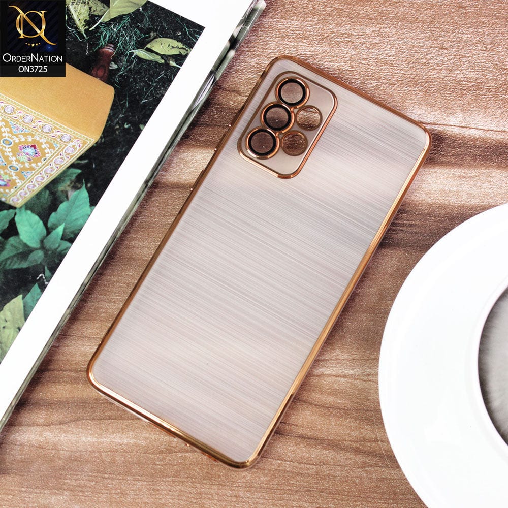 Samsung Galaxy A73 5G Cover - Golden - New Trendy Glossy Border With Camera Protection Soft Silicon Case