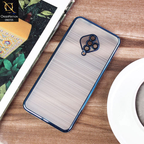 Vivo S1 Pro Cover - Blue - New Trendy Glossy Border With Camera Protection Soft Silicon Case