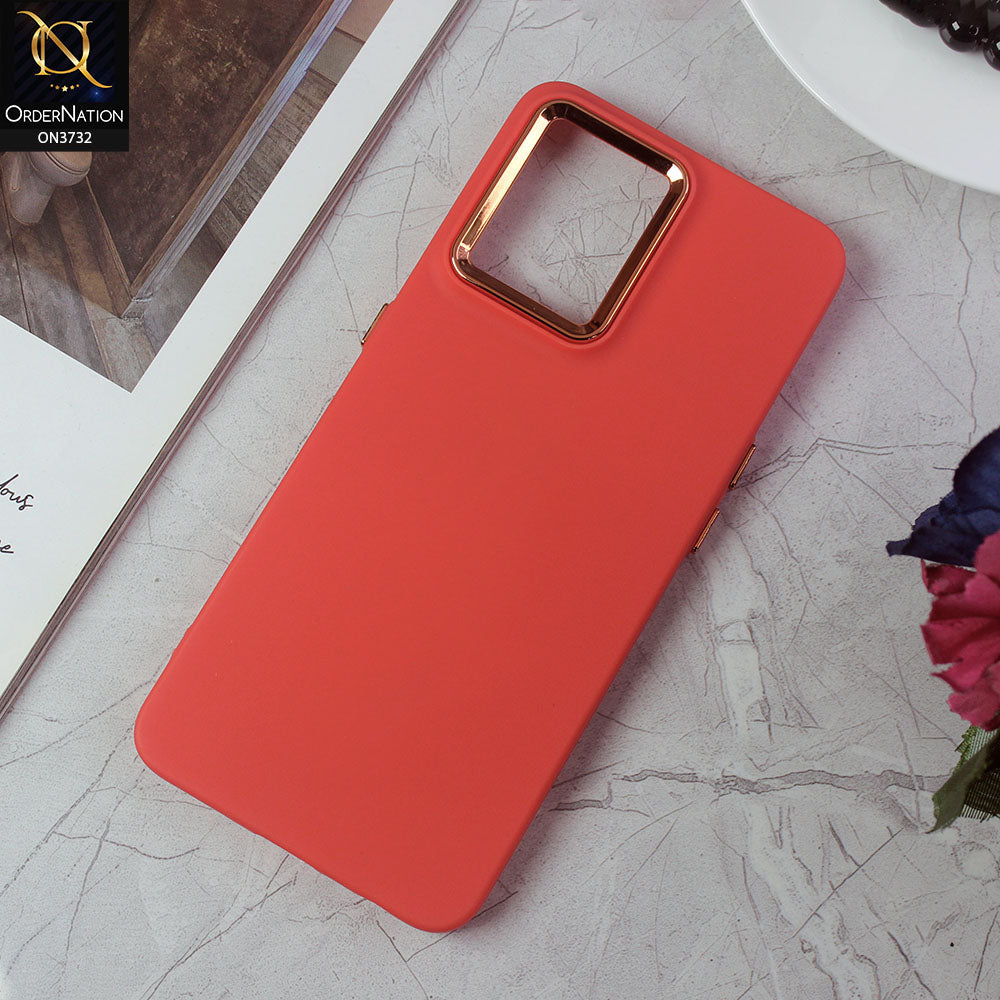 Realme Narzo 50A Prime Cover - Red - Electroplated Camera Border Soft Silicon Case