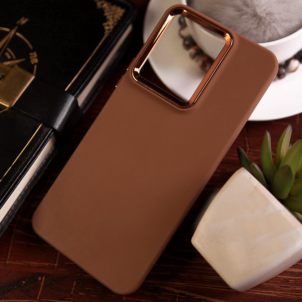 Vivo Y22 Cover - Brown -Electroplated Camera Border Soft Silicon Case