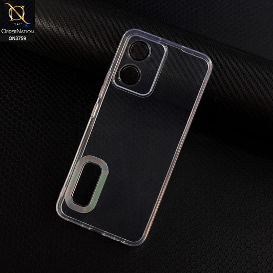 Vivo Y02s Cover - Transparent - New Gradient Shaded Logo Hole Camera Lense Protection Soft Silicon Case