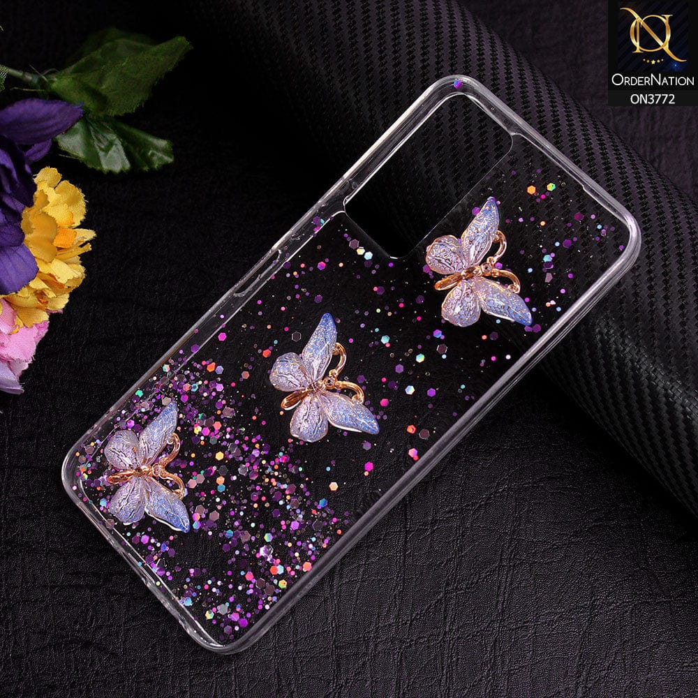 Infinix Note 12 G88 Cover - Purple - Shiny Butterfly Glitter Bling Soft Case (Glitter does not move)