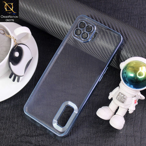 Oppo Reno 4F Cover - Sierra Blue -  Electroplating Borders Logo Hole Camera Lens Protection Soft Silicone Case