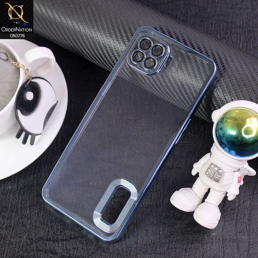 Oppo A93 Cover - Sierra Blue -  Electroplating Borders Logo Hole Camera Lens Protection Soft Silicone Case
