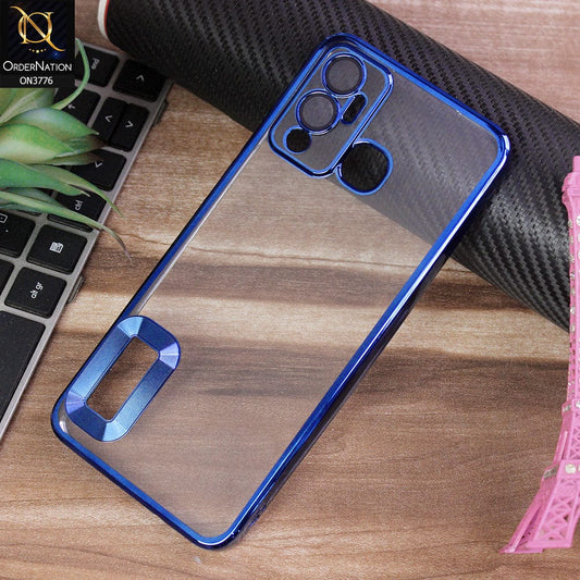 Infinix Hot 12 Play Cover - Blue - Electroplating Borders Logo Hole Camera Lens Protection Soft Silicone Case